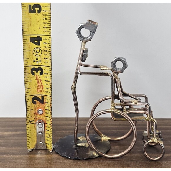 Caregiver Nurse Wheelchair Handmade Rock Creek Metal Art Figurine Desk Accessory - Picture 8 of 10